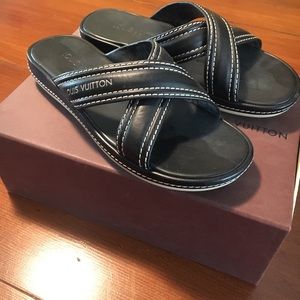 Authentic Louis Vuitton Black Leather Sandal